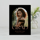 Elegant Boho Roos Folie Afstudeerder Aankondiging (Staand Voorkant)