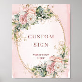Elegant Boho Rose Gold Floral Custom Sign Poster (Voorkant)