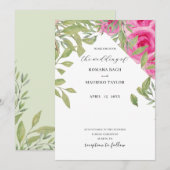 Elegant Boho Roze Rozen Waterverf Kunst Kaart (Voorkant / Achterkant)