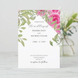 Elegant Boho Roze Rozen Waterverf Kunst Kaart