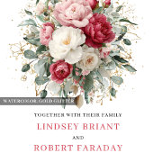 Elegant Boho Ruby Red Blush Greenery Invitation Kaart