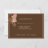 Elegant Boho, Rustic Cream & Brown Background RSVP Kaartje (Achterkant)