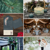 Elegant Boho Rustic Pampas & Pine Green Tan Red All In One Uitnodiging