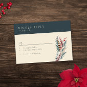 Elegant Boho Rustic Pampas & Pine Green Tan Red RSVP Kaartje