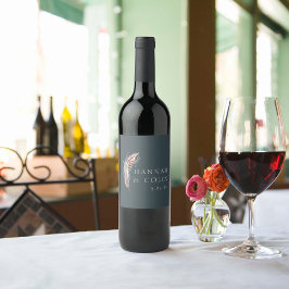 Elegant Boho Rustic Pampas & Pine Green Tan Red Wi Wijn Etiket