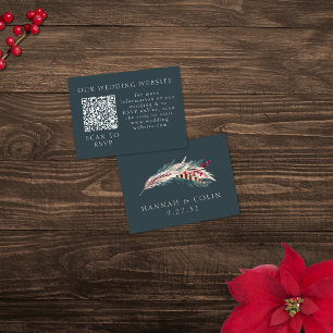 Elegant Boho Rustic Pampas & Pine Green Web QR Informatiekaartje