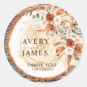 Elegant Boho Rustic Wedding Stickers Thank You (Voorkant)