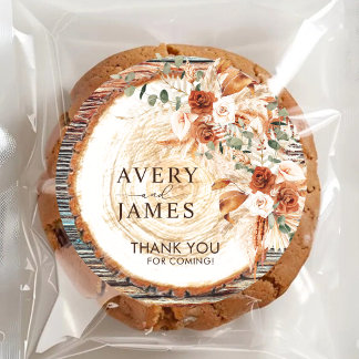 Elegant Boho Rustic Wedding Stickers Thank You