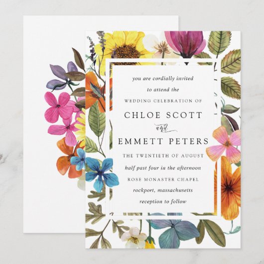 Elegant Boho Rustic Wildflower Summer Wedding Kaart (Voorkant / Achterkant)