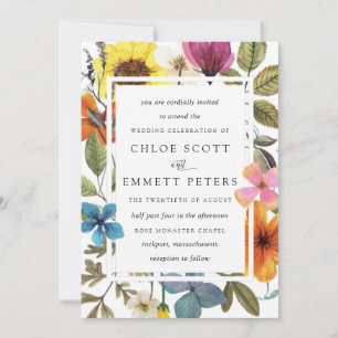Elegant Boho Rustic Wildflower Summer Wedding Kaart