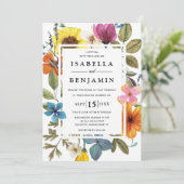 Elegant Boho Rustic Wildflower Summer Wedding Kaart (Staand voorkant)