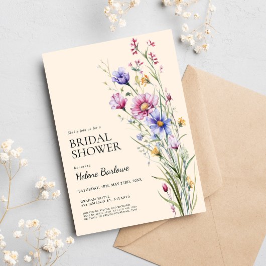 Elegant Boho Rustic Wildflower Vrijgezellenfeest Kaart