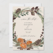 Elegant Boho Rustiek Citrus Sinaasappel Save the D Kaart (Voorkant)
