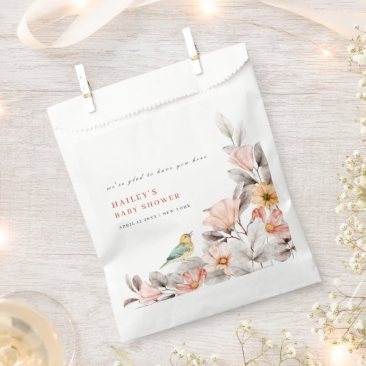 Elegant Boho rustiek Wildflower Baby shower Bedankzakje (Geknipt)