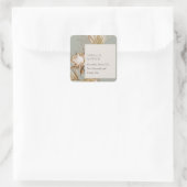 Elegant Boho Saga Green Protea Dried Palm Floral Vierkante Sticker (Tas)