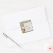 Elegant Boho Saga Green Protea Dried Palm Floral Vierkante Sticker (Envelop)