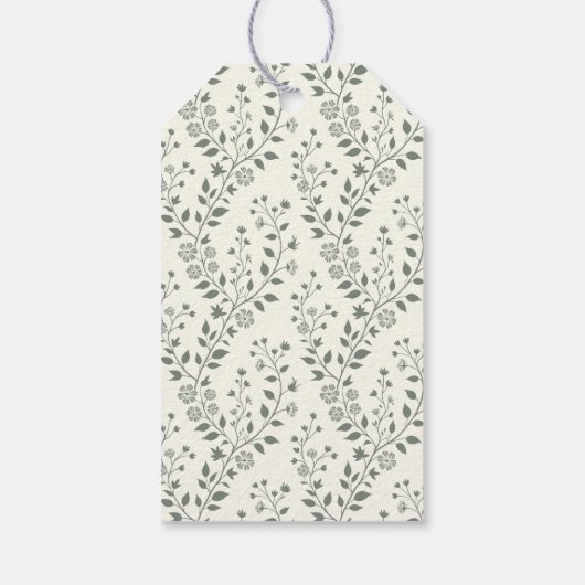 Elegant Boho Sage Cream Floral Pattern Cadeaulabel (Achterkant)