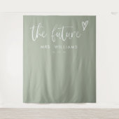 Elegant Boho Sage Green Vrijgezellenfeest Welkomst Wandkleed (Voorkant)