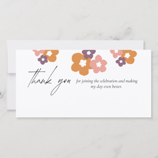 Elegant Boho Script Bloemen Bedankkaart (Achterkant)