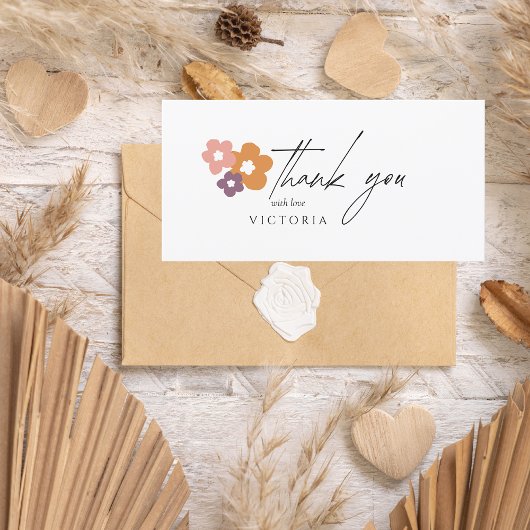 Elegant Boho Script Bloemen Bedankkaart