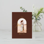 Elegant Boho Script Photo Weddenschap Bedankt Folie Uitnodiging Briefkaart (Staand Voorkant)