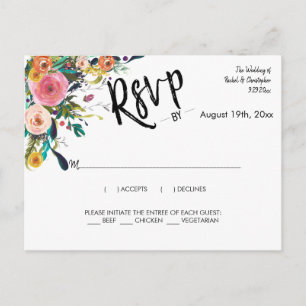 Elegant Boho Script Wedding Event Reactie RSVP Briefkaart