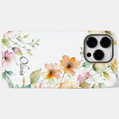 Elegant Boho Sinaasappel Roze Waterverf Wildbloeme Case-Mate iPhone Case (Achterkant (horizontaal))