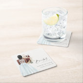 Elegant Boho Sky Blue Wedding Gown Vrijgezellenfee Kartonnen Onderzetters (Insitu)