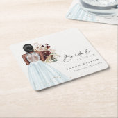 Elegant Boho Sky Blue Wedding Gown Vrijgezellenfee Kartonnen Onderzetters (Schuin)