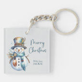 Elegant Boho Snowman Vrolijk Kerstfeest Sleutelhanger (Achterkant)