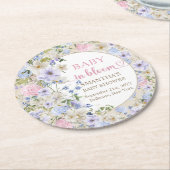 Elegant Boho spring blush Wildflower Baby shower Ronde Kartonnen Onderzetter (Gebogen)