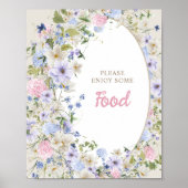 Elegant Boho spring Wildflower Baby shower Voedsel Poster (Voorkant)