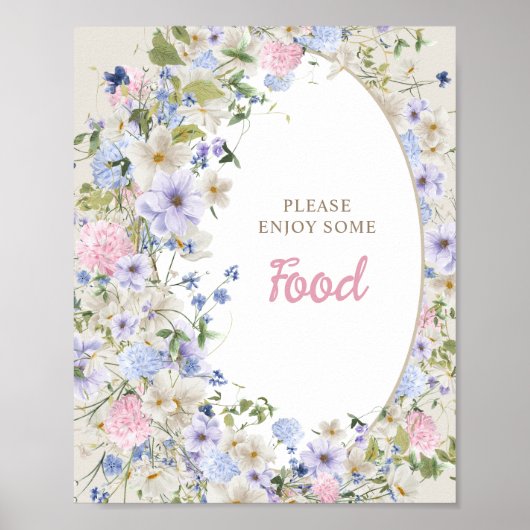 Elegant Boho spring Wildflower Baby shower Voedsel Poster (Voorkant)