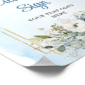 Elegant Boho Stofblauw Bloemstuk Aangepast Trouwbo Poster (Hoek)