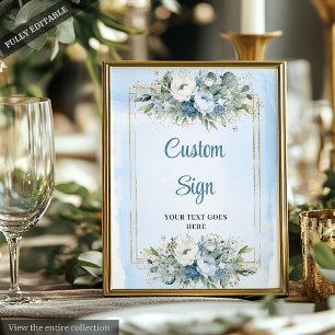Elegant Boho Stofblauw Bloemstuk Aangepast Trouwbo Poster