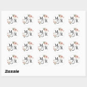 Elegant Boho stoffig roze trouwmonogram Ronde Sticker (Vel)