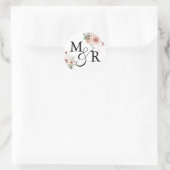Elegant Boho stoffig roze trouwmonogram Ronde Sticker (Tas)