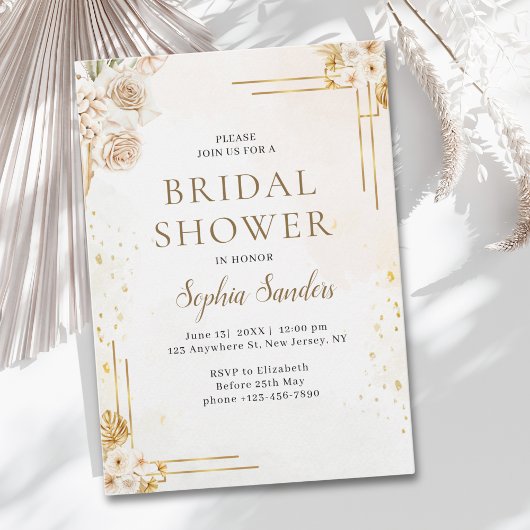 Elegant Boho Style with Beige & Yellow Flowers Kaart