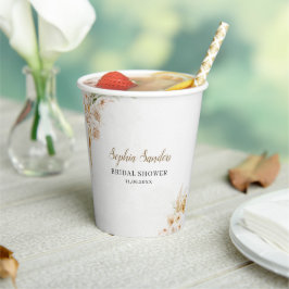 Elegant Boho Style with Beige & Yellow Flowers Papieren Bekers