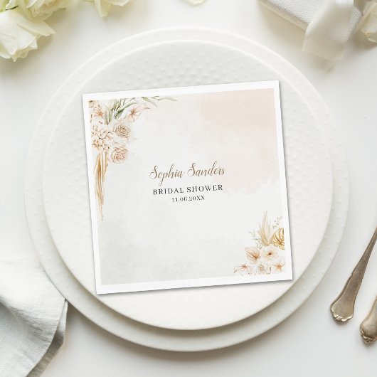 Elegant Boho Style with Beige & Yellow Flowers Servet