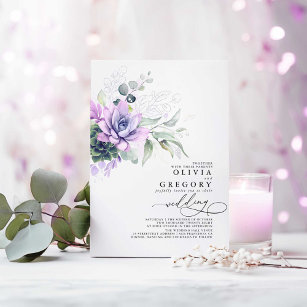 Elegant Boho Succulents Silver Greenery Wedding Folie Uitnodiging