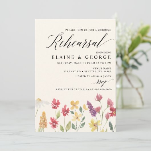 Elegant Boho Summer Wildflower repesal Dinner Kaart (Staand voorkant)