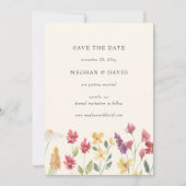 Elegant Boho Summer Wildflower Save the Date Aankondiging (Voorkant)