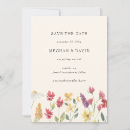 Elegant Boho Summer Wildflower Save the Date Aankondiging