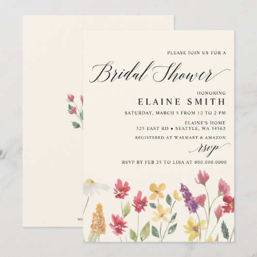 Elegant Boho Summer Wildflower Vrijgezellenfeest Kaart (Voorkant / Achterkant)