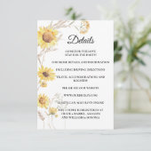 Elegant Boho Sunflower Enclosure Card Details Informatiekaartje (Staand voorkant)