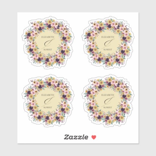 Elegant Boho Sunflower Rustic Floral Fall Wedding Sticker (Vel)