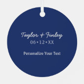 Elegant Boho Sunflower Rustic Navy Blue Wedding Metalen Ornament (Achterkant)