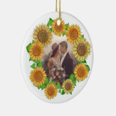 Elegant Boho Sunflower Rustic Personalized Wedding Keramisch Ornament (Rechts)