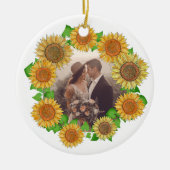 Elegant Boho Sunflower Rustic Personalized Wedding Keramisch Ornament (Voorkant)